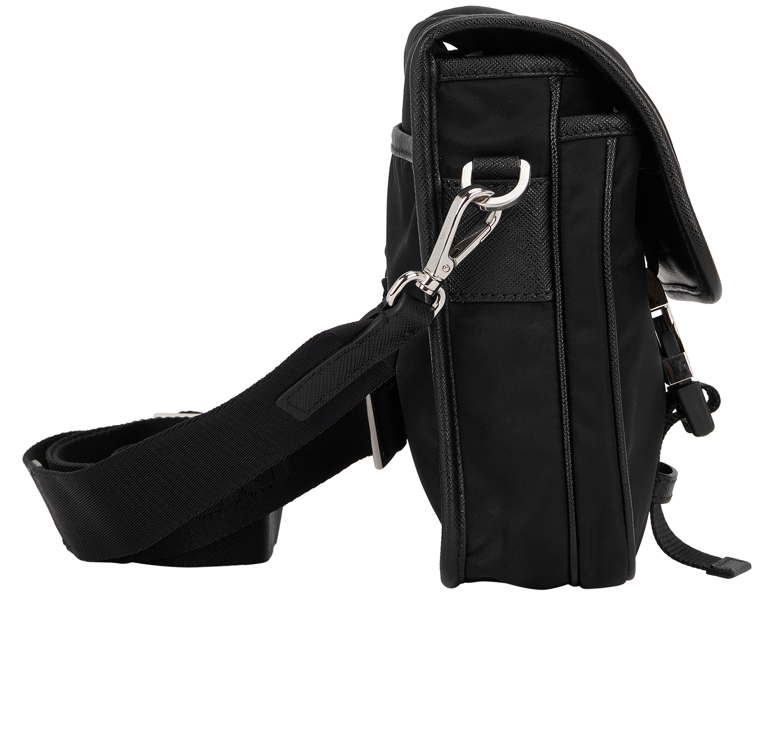 Re-Nylon Shoulder Bag, &pound;650, Handbags, Black, Nylon, Side view